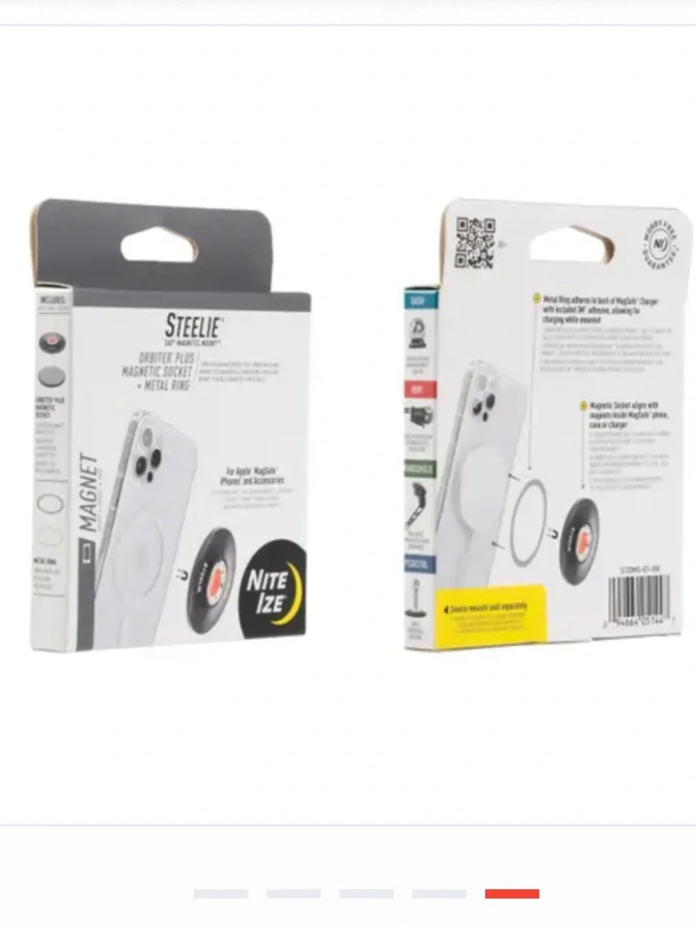 Steelie Orbiter Plus Magnetic Socket with Metal Ring - White NWT